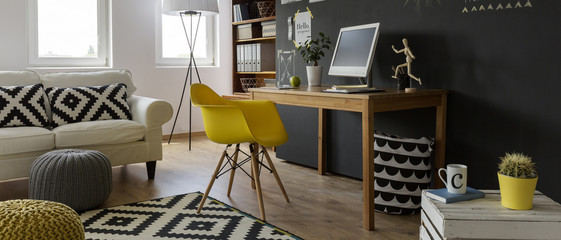 Modern flat with yellow chair