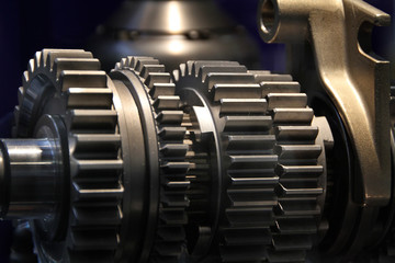 Fototapeta premium Set of gears from high performance vehicle gearbox.