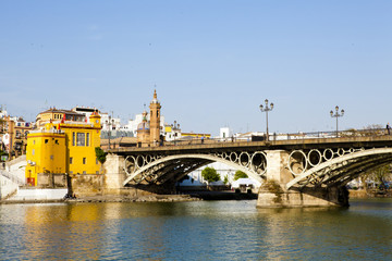 guadalquivir and Triana bridge in Seville, Spain