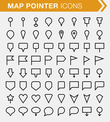 Set of pixel perfect map pointer icons for mobile apps and web design.