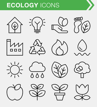 Set of pixel perfect ecology icons for mobile apps and web design.