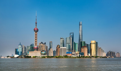 Naklejka premium Shanghai skyline in sunny day, China