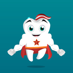 Superhero tooth mascot
