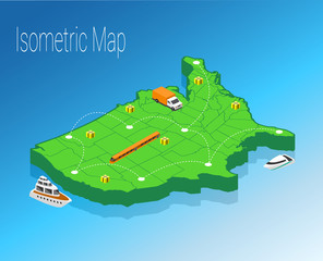 Map America isometric concept.