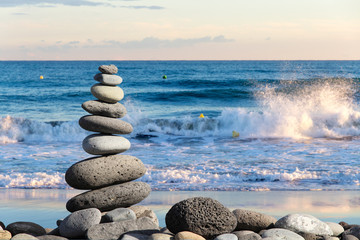 Zen stones on the beach