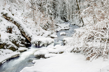 Fototapeta na wymiar Fluss im winterlichen Wald