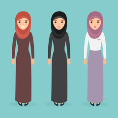 Group of beautiful muslim woman and arab woman character. vector people flat design.