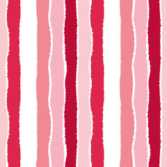 Fototapeta premium Seamless strip pattern. Vertical lines with torn paper effect. Shred edge background. Light, dark, contrast, red, white colored. Winter theme. Vector
