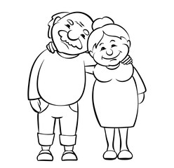 Happy seniors couple / Vector graphic illustration of grandparents happy together