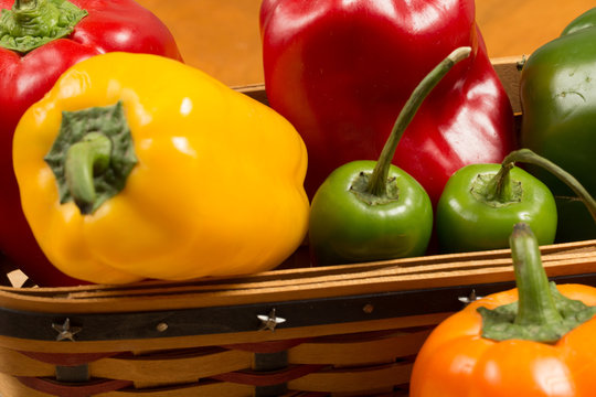 Bell Peppers and Jalapenos in Basket