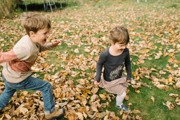 Brother and sister playing together