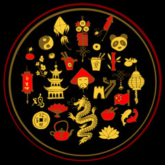 Icons of China decorated in circle