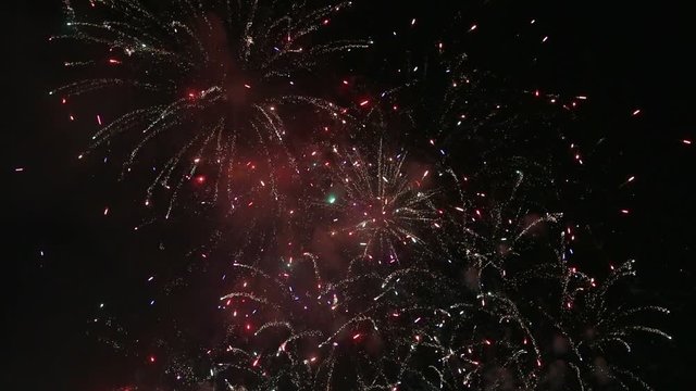 High definition movie of New Year's eve festive firework show celebration at night 1080p hd