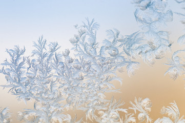 Frosty patterns on glass. Winter background. - 133803935