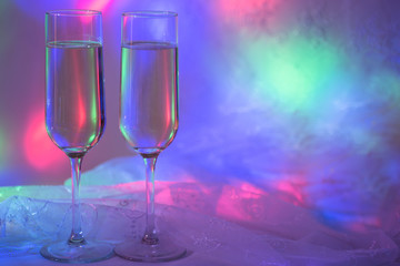 two glasses of sparkling white wine