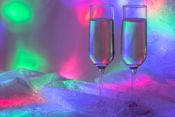two glasses of sparkling white wine