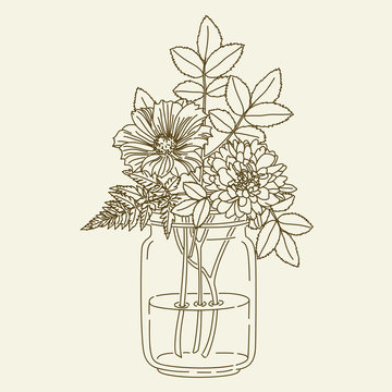 recommend clip art: Flowers in mason jar