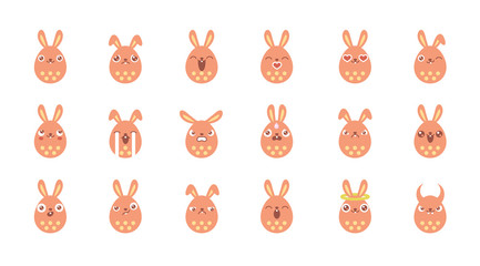 Easter Egg Bunny Icon Set Red