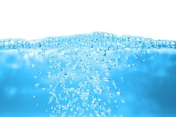 Fototapeta na wymiar Clean water and water bubbles in blue