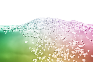 colored water with air bubbles