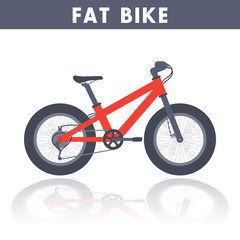 Fat bike in flat style over white, vector illustration