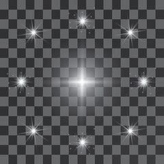 Glow light effect. Star burst with sparkles. Vector illustration.