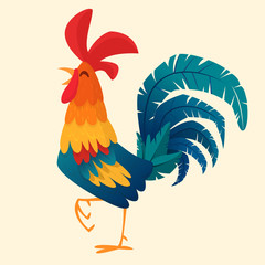 Cartoon rooster vector. Isolated.