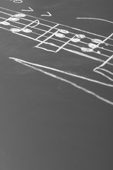 Musical notes on a blackboard