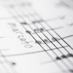 Handwritten musical notes, shallow DOF