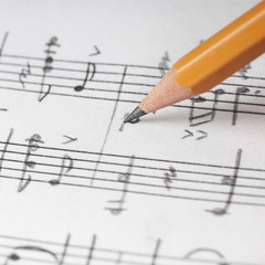 Sheet sheet and pencil, shallow DOF