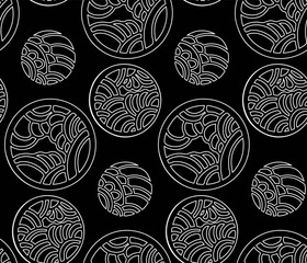 Abstract seamless background . Circlies pattern in oriental style. Vector illustration.