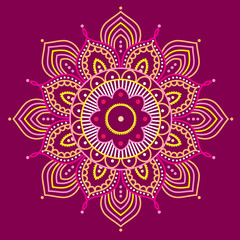 Colorful mandala on purple background, illustration