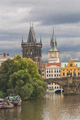 Obraz premium Famous Charles Bridge and tower, Prague, Czech Republic