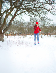 Sport woman running in winter