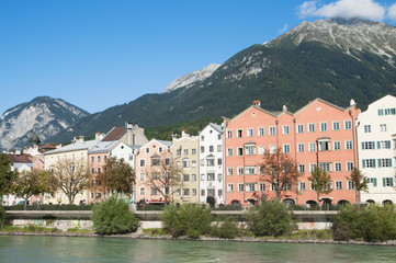 Innsbruck, Austria, house on the banks of the River Inn