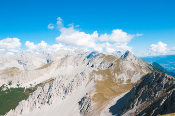 Beautiful view of the Alps near the peak Hafelekar in Innsbruck
