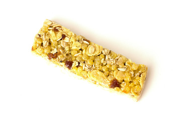 fruity granola bar on a white background