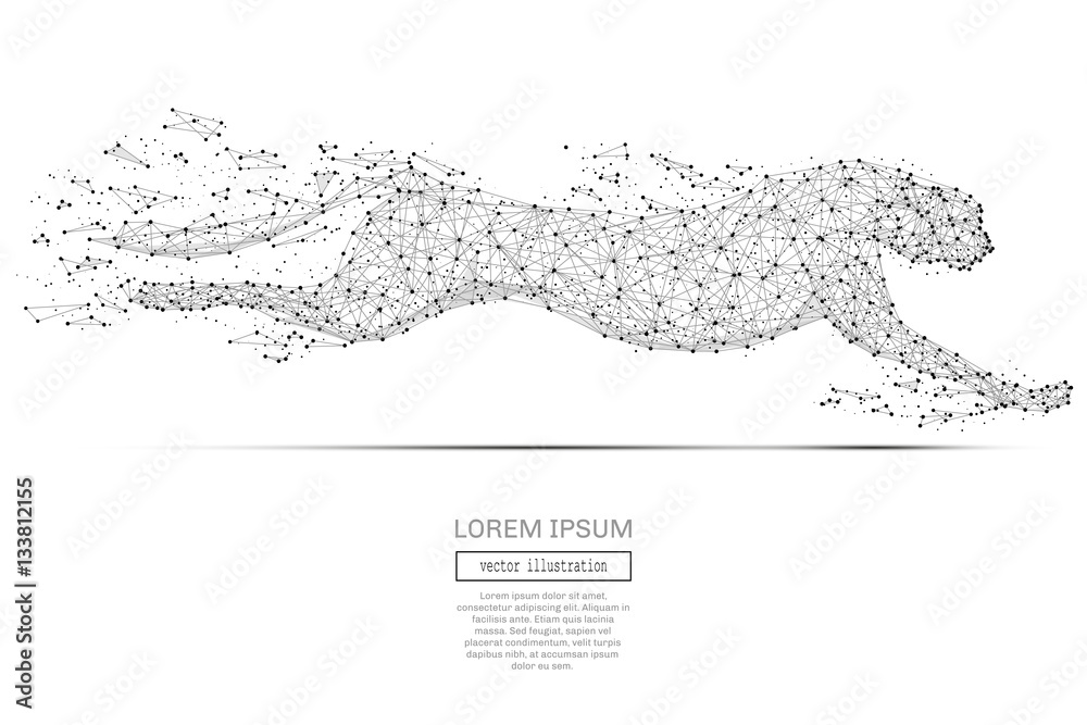 Poster Abstract cheetah polygonal, geometry triangle. Light connection structure. Low poly vector background. Connection structure