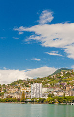 Naklejka na ściany i meble View of Montreux, Geneva lake, Switzerland