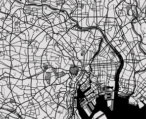 Fototapeta na wymiar Black and white scheme of the Tokyo, Japan. City Plan of Tokyo
