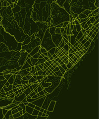 green scheme of the Barcelona; Spain. City Plan of Barcelona