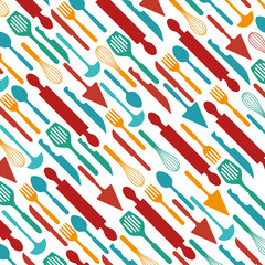Fototapeta na wymiar kitchen cutlery tools pattern vector illustration design