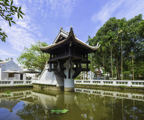 One Pillar pagoda in Hanoi, Vietnam. One of beauty-spots in Hanoi, the One-Pillar Pagoda (one of Vietnam’s two most iconic pagodas, side by side the Perfume Pagoda) is a popular tourist attraction