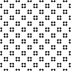 Vector seamless pattern, simple monochrome minimalist background. Black perforated crosses on white backdrop, rounded shapes, smooth lines. Modern abstract texture. Design for decoration, prints, web