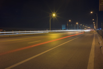 Fototapeta na wymiar Long exposure of free-way at night