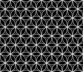 Vector monochrome seamless pattern, simple ornamental background, repeat geometric tiles, black & white linear lattice. Abstract dark endless texture. Design element for prints, decor, textile, cloth