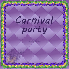 Carnival party card  on a purple background