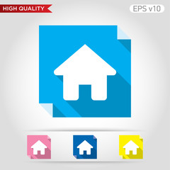 Colored icon or button of home or house symbol with background