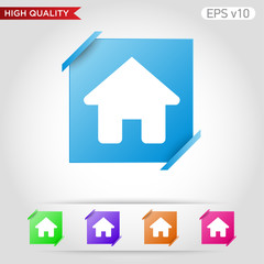 Colored icon or button of home or house symbol with background