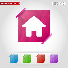 Colored icon or button of home or house symbol with background